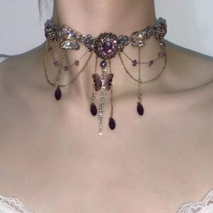Klir amethyst shell necklace for tea break ball