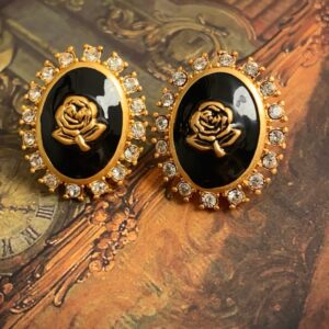 Klir classic jewelry earring with chan nel style black rose
