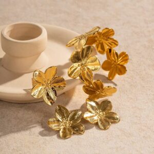 Klir 18K gold flower earrings with holiday party style