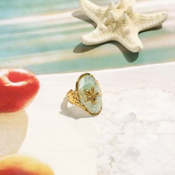 Klir holiday 18K gold blue star rings set with flowers gifts - Image 3