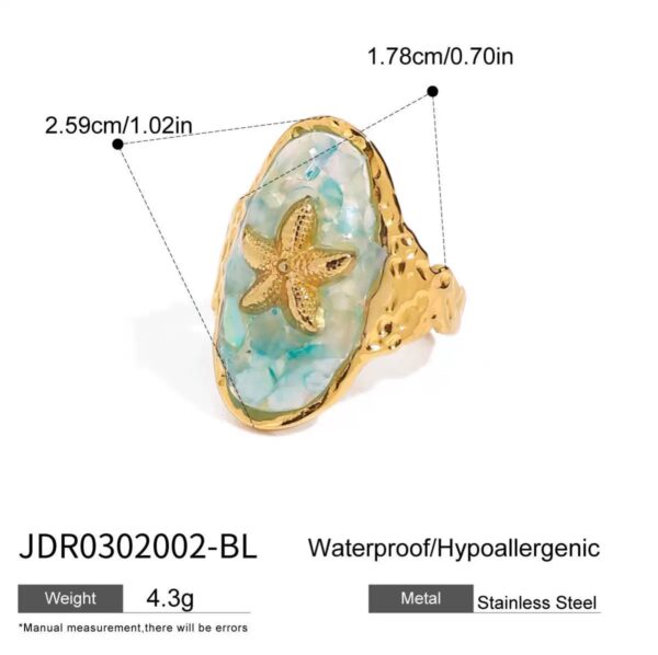 Klir holiday 18K gold blue star rings set with flowers gifts - Image 4