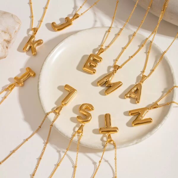 Klir name OEM English letters 18K gold necklace DIY Smooth bubble necklace - Image 2