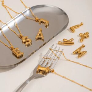 Klir name OEM English letters 18K gold necklace DIY Smooth bubble necklace