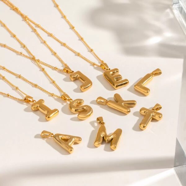 Klir name OEM English letters 18K gold necklace DIY Smooth bubble necklace - Image 3