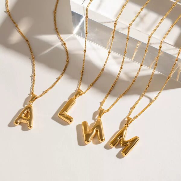 Klir name OEM English letters 18K gold necklace DIY Smooth bubble necklace - Image 4