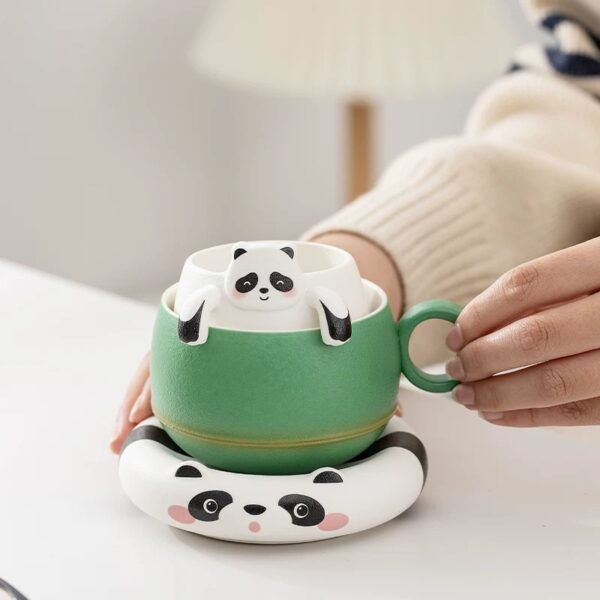 Klir OEM logo cute China panda coffee cups for office gifts - Image 3