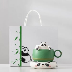 Klir OEM logo cute China panda coffee cups for office gifts