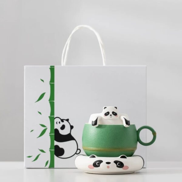 Klir OEM logo cute China panda coffee cups for office gifts