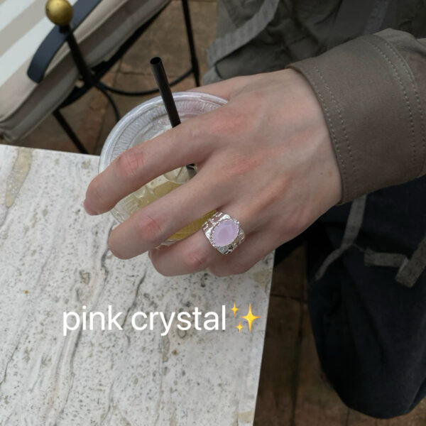 Klir green and pink crystal rings Korean style - Image 3