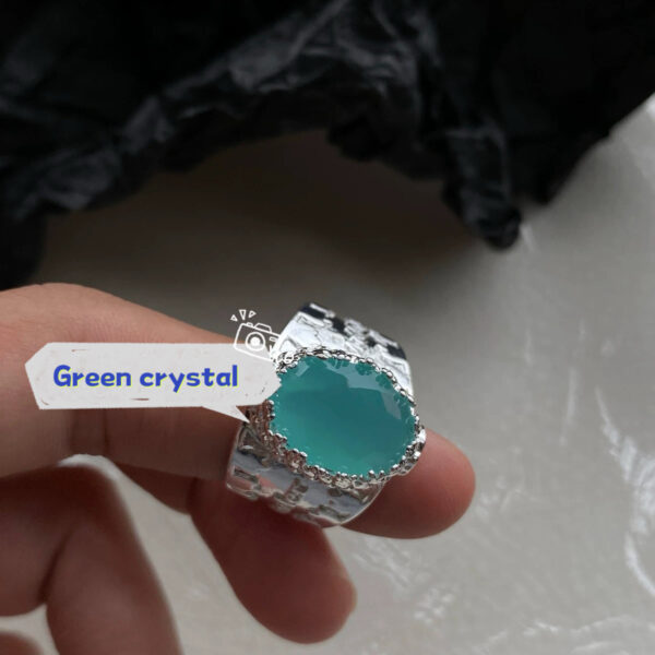 Klir green and pink crystal rings Korean style - Image 2