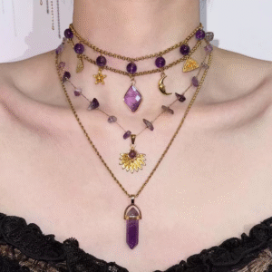 Klir original design amethyst vintage choker nacklace set purple sunshine