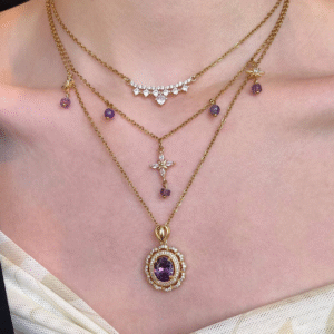Klir diamond crystal jewelry amethyst necklace set romantic stars