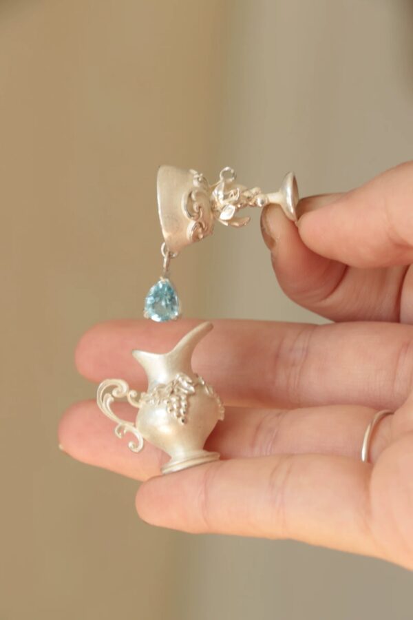 Klir grape silver wine glass brooch shape ball series - Image 2