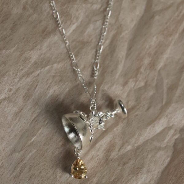 Klir wineglass aquamarine gemstone necklace - Image 3