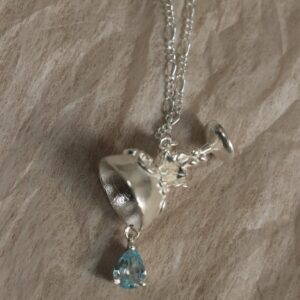 Klir wineglass aquamarine gemstone necklace