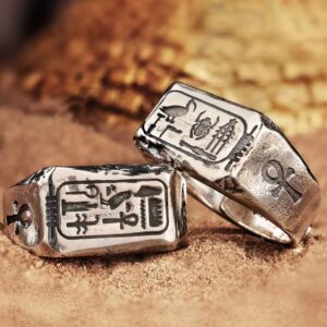Marcasite Egyptian Horus Anubis letter ring single hipster retro open ring
