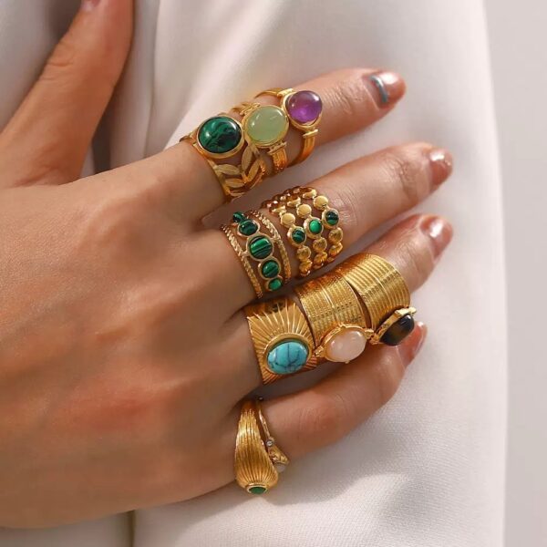 Klir french vintage style natural stone advanced sense gem ring ins open ring