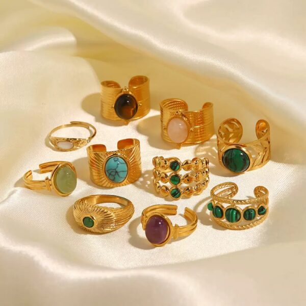 Klir french vintage style natural stone advanced sense gem ring ins open ring - Image 2