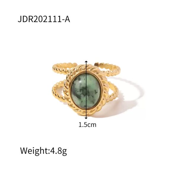 Klir french vintage style natural stone advanced sense gem ring ins open ring - Image 11