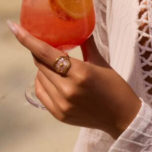 Klir luxe sea holiday style 18K gold pink sheall star rings