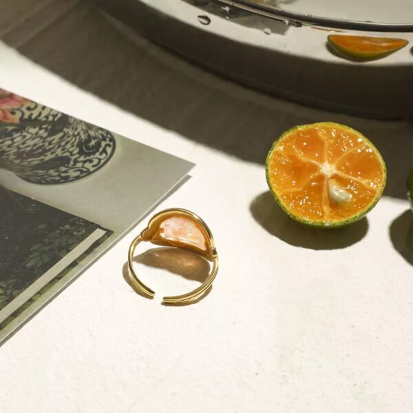 Klir luxe sea holiday style 18K gold pink sheall star rings - Image 3