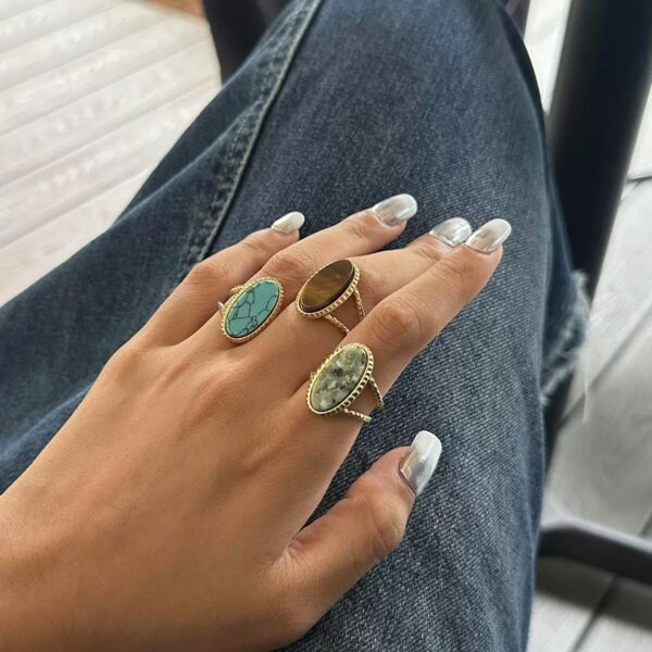 Klir handmade jewelry natural stone turquoise rings for holiday - Image 4