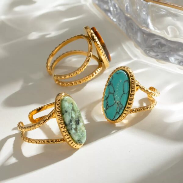 Klir handmade jewelry natural stone turquoise rings for holiday - Image 3