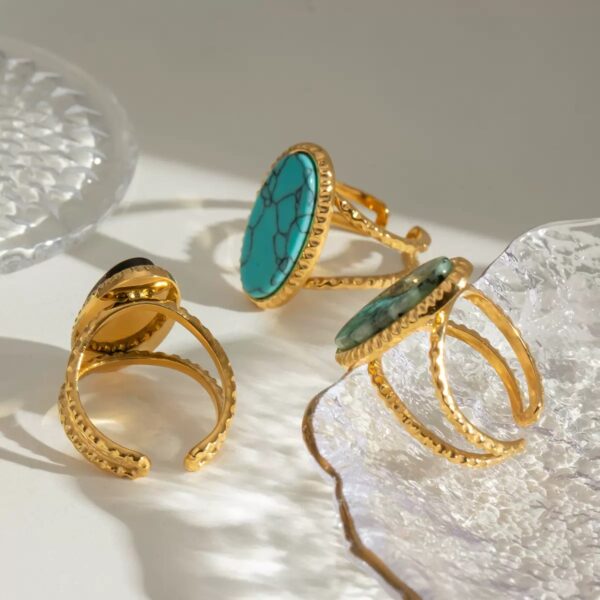 Klir handmade jewelry natural stone turquoise rings for holiday - Image 2