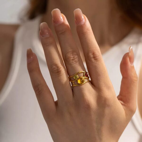Klir new arrival luxurious palace style colorful inlaid ring with opening
