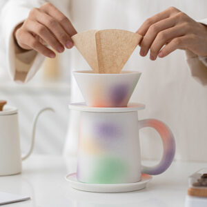 Color gradient blending hand brewed coffee cup