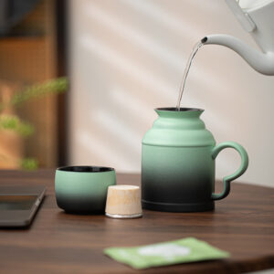 Gradient Dyeing Colored Ceramic Warm Teapot Tea Cup One Piece Handheld Gift