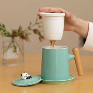 Creative Cute Panda Office Tea Coffee Cup with Gallbladder Cup Mat 3-Piece Gift Set