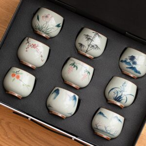 Advanced Ge kiln hand-painted natural scenery tea cup gift box