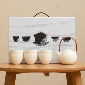 Gift box set of 7-piece simple solid color teapot and teacup for entertaining guests