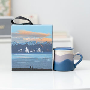 Dyeing Mountain and Sea Scenery Office Tea Coffee Cup Gift Box Set
